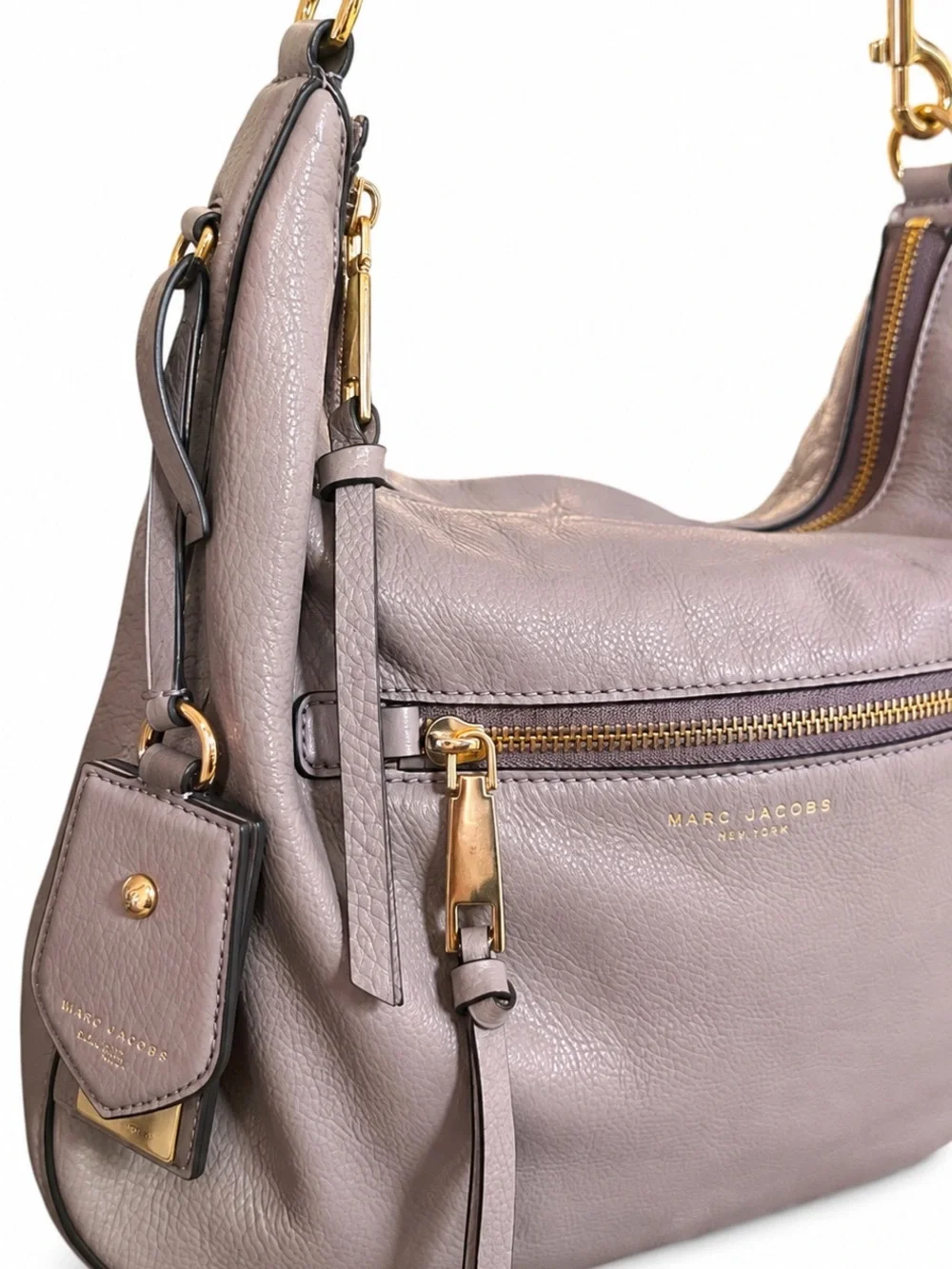 Marc Jacobs Recruit Large Mink Leather Hobo Shoulder Bag Gold Hardware